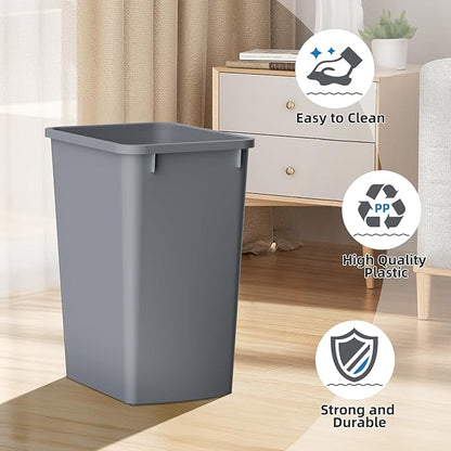 ROOMTEC Lightweight and Durable Slim Trash Can, 35QT Kitchen Trash Can, Lightweight and Sturdy Slim Trash Cans, Wastebaskets for Office, Workspace, Kitchen, Bathroom, 2 PCS