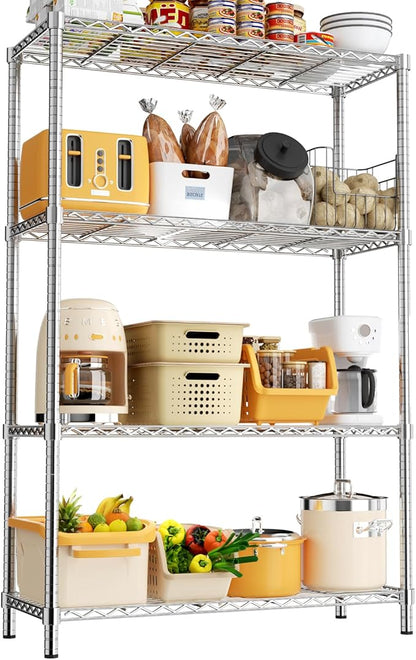 Storage Shelves, 36" L x 14" W x 54" H Heavy Duty Garage Wire Shelving Unit Loads 1400LBS, 4-Tier Adjustable Metal Industrial Utility Shelf Rack for Kitchen, Laundry Room, Basement
