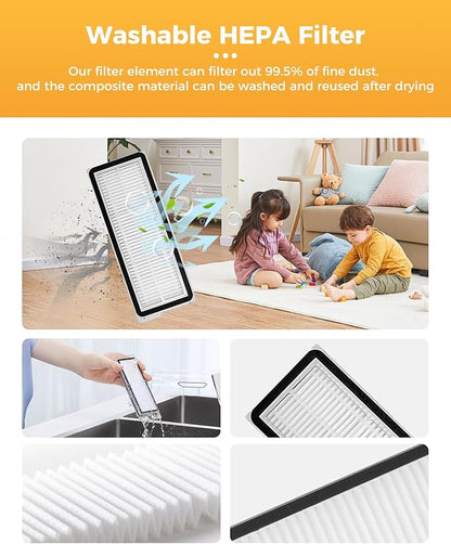 Yivy 29PCS Replacement Kit for Roborock QV 35A/QV 35S/QR 598/QR 798 Robot Vacuum Cleaner.2 Main Brushes 6 Dust Bags 4 HEPA Filters 6 Side Brushes 8 Mop Pads 1 Tank Brush 1 Brush 1 Screwdriver