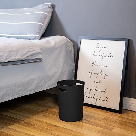 4 Pack Small Trash Can for Bathroom - 3 Gallon/12-Liter Wastebasket, Round Plastic Garbage Container Bin for Bedroom Office Black.