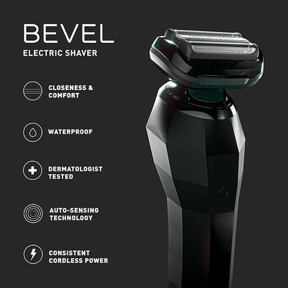 Bevel Electric Shaver for Men, Mens Foil Shavers for face, Wet & Dry Shave, Waterproof, Fast Charging, Cordless Rechargeable, Black