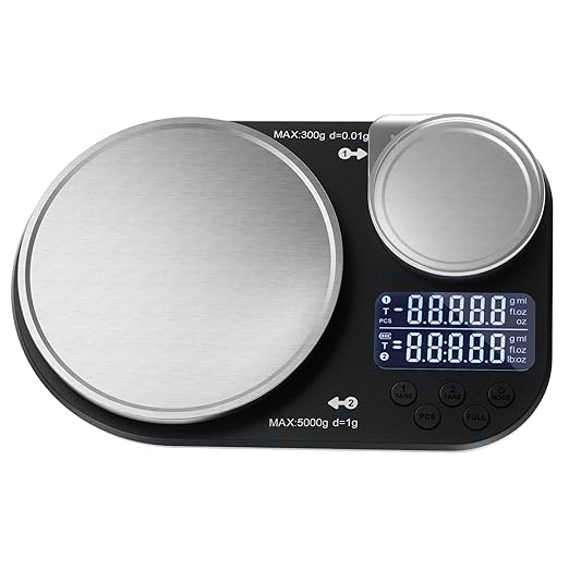 Dual Platform Kitchen Scale, Digital Food Scale Weighs Up to 5kg & 300g,Digital Scale with Stainless Steel Weighing pan, Ideal for Cooking, Baking and Food
