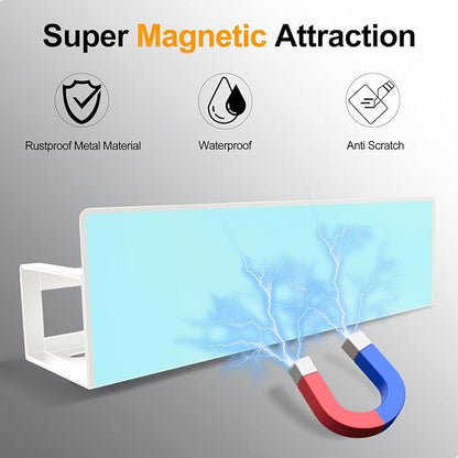 Magnetic Spice Rack for Refrigerator, 4-Pack Metal Seasoning Organizer for Kitchen Storage Organization, Space Saving Magnetic Shelf for Fridge, Pantry, Laundry Room, White