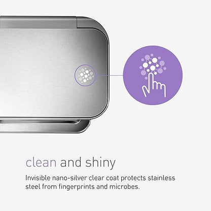 simplehuman 45 Liter / 12 Gallon Liter Rectangular Hands-Free Kitchen Step Trash Can with Soft-Close Lid, Brushed Stainless Steel with Plastic Lid