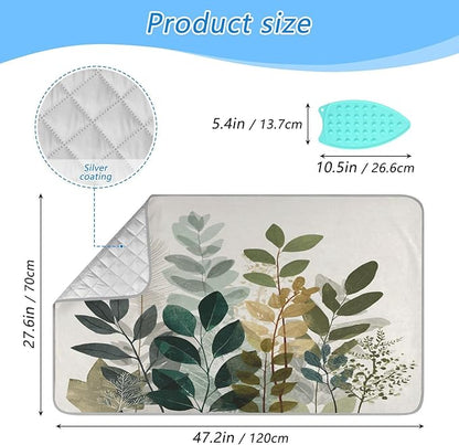Ironing Mat Portable Ironing Pad Ironing Blanket for Table Top Heat Resistance Double-Side Using Travel Large 47.2 x 27.6 Inch Foldable Lightweight Beige Boho Style Leaves