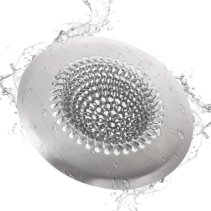Sink Drain Strainer Kitchen Mesh Sink Strainer, Reversible Easy Clean Stainless Steel Large Kitchen Filter Trap Basket, Flippable Food Catcher for Garbage Disposal Without Clogging