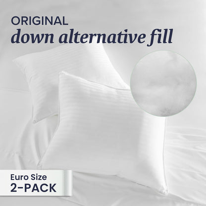 Beckham Hotel Collection Euro Size Throw Pillows (Set of 2), 26 x 26 Down Alternative Pillow Insert for Bed, Couch, and Sofa