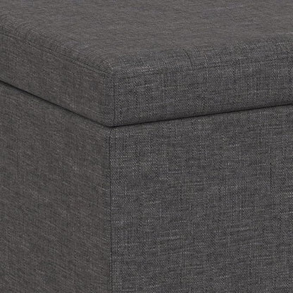 SIMPLIHOME Avalon 54 inch Wide Contemporary Rectangle Extra Large Storage Ottoman Bench in Slate Grey Polyester linen fabric, Assembled, For the Living Room, Entryway and Family Room