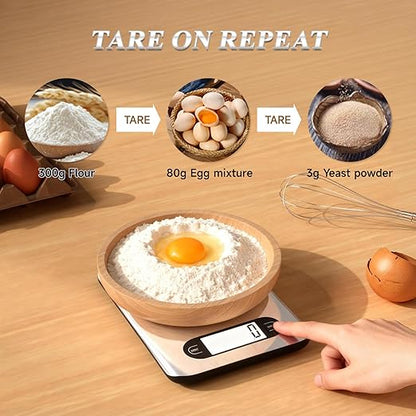 Qzzhizhao Digital Kitchen Scale, 17 Pounds Capacity Food Scale with LCD Display, Weight Grams and Ounces for Cooking and Baking, Stainless Steel Platform, Anti-Splash