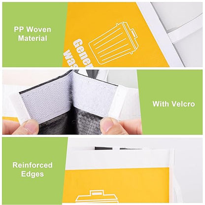 Recycle Waste Bag for Kitchen, Indoor Recycling Bins, Recycle Bins for Home, Kitchen Recycling Bin Trash Sorting Organizer, Reusable and Waterproof - Set of Three Color