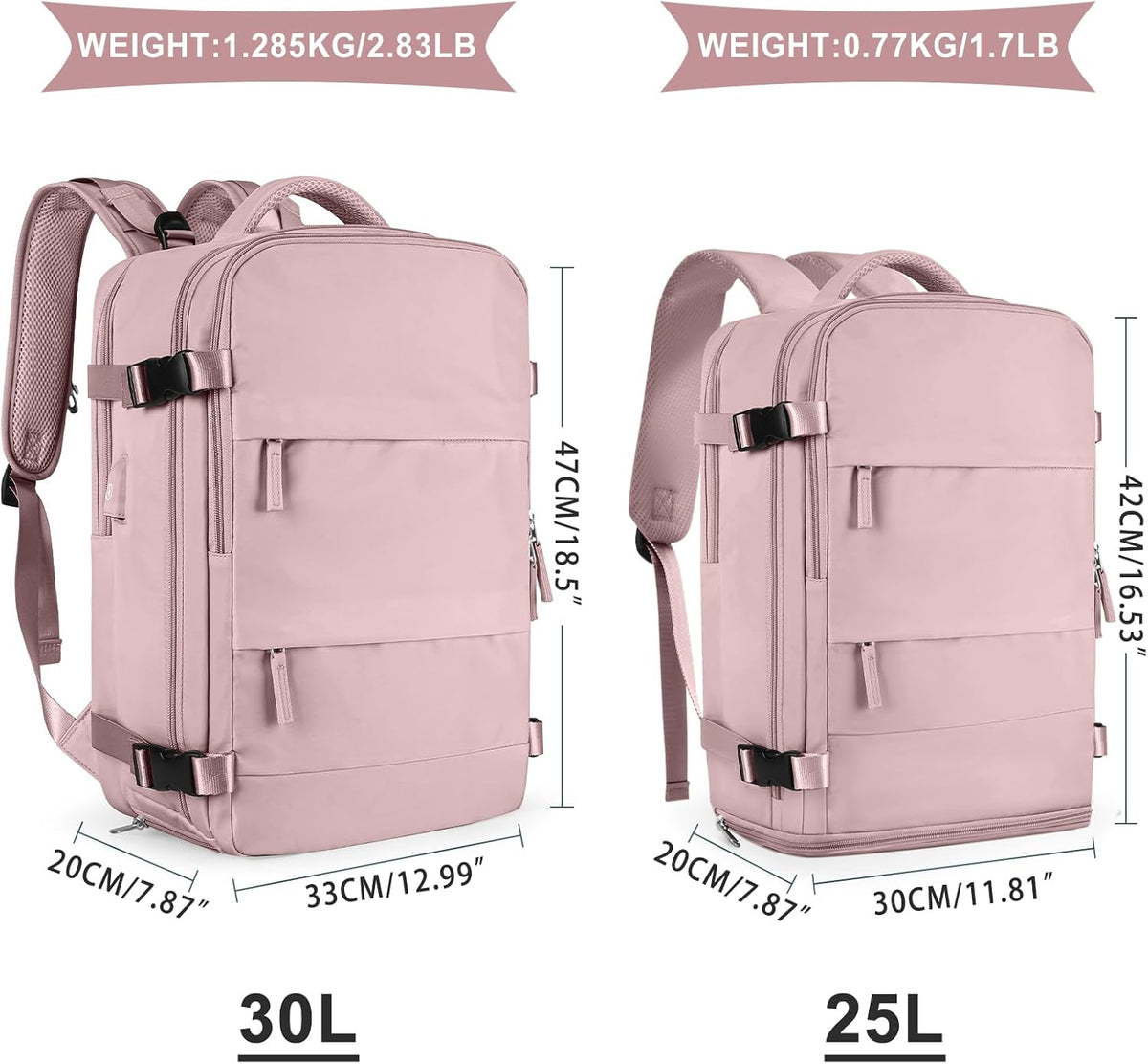 coowoz Travel Backpack For Women Men,Carry On Backpack,Hiking Backpack Waterproof Outdoor Sports Rucksack Casual Daypack travel essentials（Pink Purple）