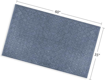 WaterHog Heavy Duty Doorway Mat, 3' x 5', Made in USA, Durable & Skid-Resistant Entryway Mat, Water-Trapping, Indoor/Outdoor Decorative Floor Covering, Cordova Collection, Bluestone
