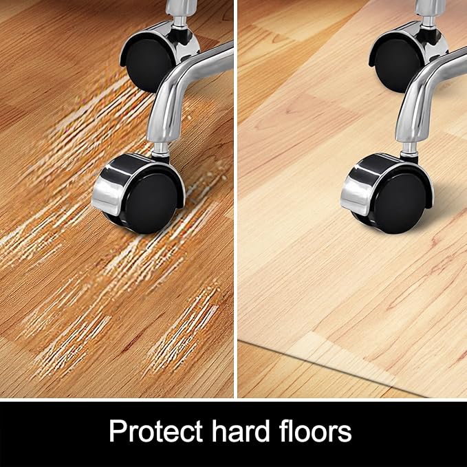Kuyal Chair Mat for Hardwood Floor,46 x 46 inches Rectangle Desk Durable Wood/Tile Protection Mat for Rolling Chairs, Non-Studded Bottom