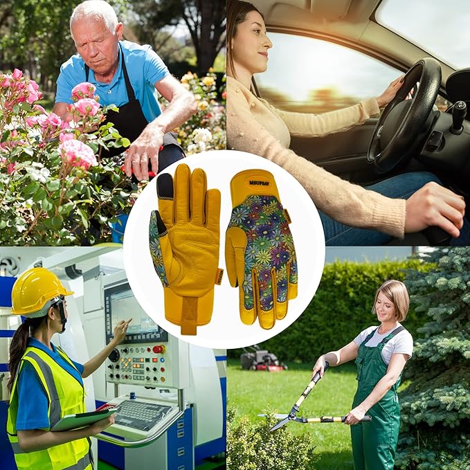 Thorn Proof&Puncture Resistant Gardening Gloves with Grip,Garden Gloves for Women, Leather Work Gloves,Gifts