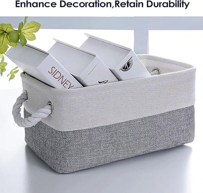 Fabric Storage Bins 12x8x5 inch [6-Pack] with Rope Handles - Decorative Baskets for Organizing
