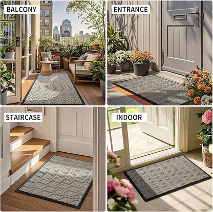 Yimobra Large Door Mat Outside Entrance 47x32, Waterproof Heavy Duty Outdoor Mats for Front Door, Non Slip Rubber Entry Mat for Garage Patio, Easy Clean, Beige