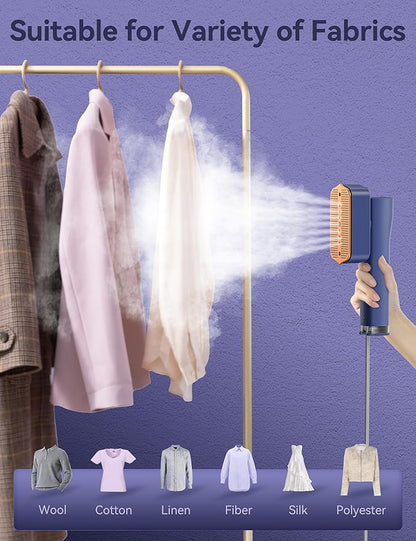 Steamer for Clothes, Sundu Portable 2-in-1 Steamer & Iron, 15s Heat-up, 100ml Tank, Ironing Gloves, 20 Min Steam, Wrinkle Remover, Garment Steamer for Travel & Home(Blue)