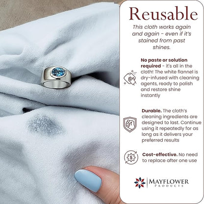 Pro Size Polishing Cloth Set of 2 Large Cleaning Cloths Pure Cotton Made in USA for Gold Silver and Platinum Jewelry Coins Watch, Silverware 11 x 14 inches each Tarnish Remover Keeps Jewelry Shining