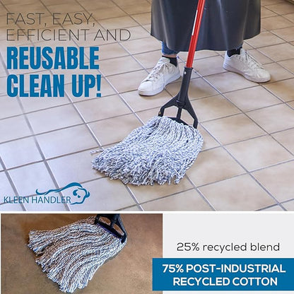 KLEEN HANDLER Cut End Finish Mop | 1.25" Universal Headband, Maximum Absorption Finishing Mop, Pack of 1