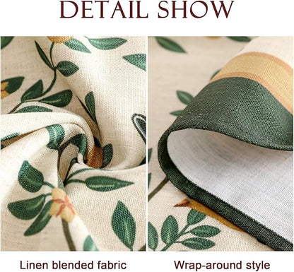 patdrea Designer Vintage Linen Round Table Cloth,Durable Breathable Cover Fall Dacorative Tablecloth,Decor Table Cover for Kitchen Dining,Holiday Christmas,Thanksgiving,Diameter 67"-Warbler