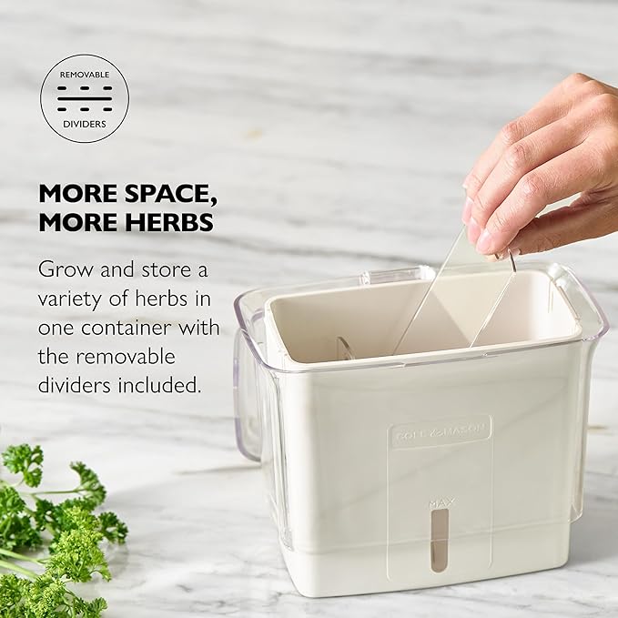 Cole & Mason Fresh Herb Keeper - Acrylic Storage Container for Refrigerator - Storage for Herbs & Vegetables for Fridge - Fresh Herb Keeper
