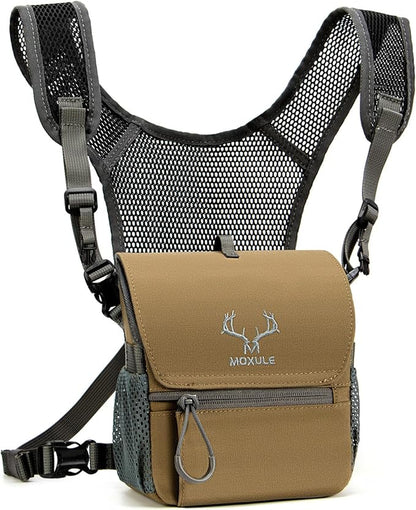 Binocular Harness Chest Pack: Bino Case with Magnetic Lid and Rain Cover for Hunting(Green)
