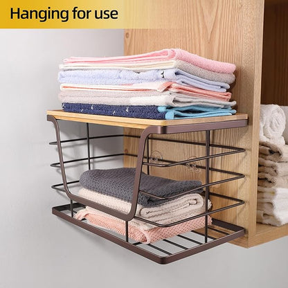 ALOCEO Extra Large Trash Bag Dispenser Under Sink, Stainless Steel Stackable Storage for Kitchen Pantry Organizers and Storage, Brown