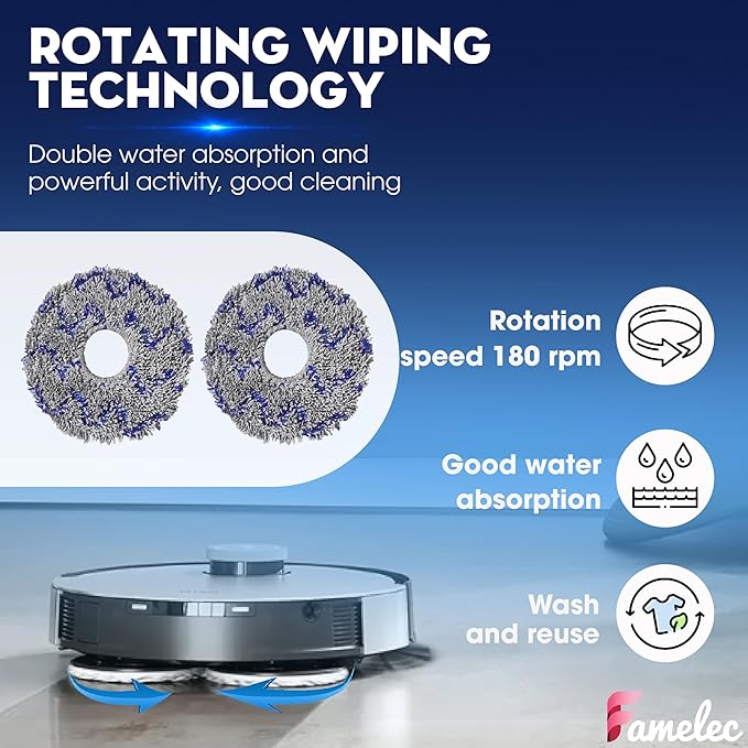 Upgrade Parts & Accessories for Ecovacs Deebot X1 Omni Robot Vacuum and Mop Combo-5000Pa Suction and X1 Turbo Vacuum Cleaner, 1 Main Brush, 6 Side Brushs, 4 Filters, 4 Mop Cloths, 4 Dust Bags