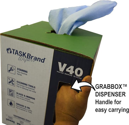 TaskBrand N-V040CGB Blue V40 Value Series Center Pull Wiper Sheets, All-Purpose Disposable Cleaning Towels, 10 x 11.5 Inches, Blue, Roll of 200