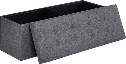 SONGMICS MAZIE Collection - 43 Inches Folding Storage Ottoman Bench, Ottoman Foot Rest, End of Bed Bench, Storage Chest, Load 660 lb, for Living Room, Bedroom, Entryway, Dark Gray ULSF77K