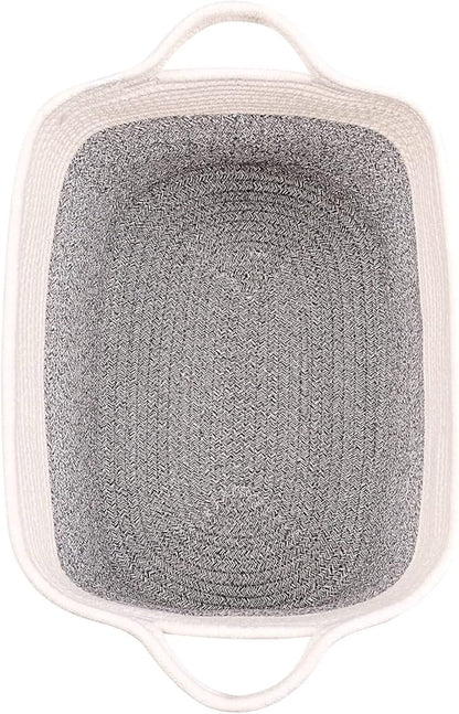 Medium and Large Woven Basket//With Handle, Used for Toys and Fabric Storage Basket used for Storing xl Storage Box, Decorative Storage Box Room 2pack (14L12H Silver Gray, 14L*10W*12H)