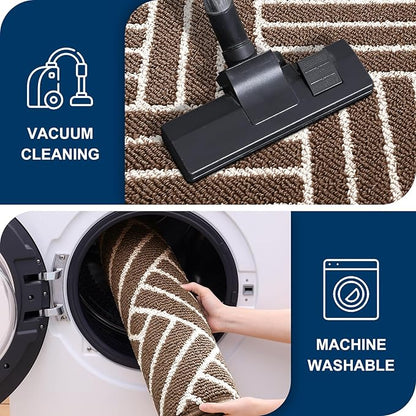 OLANLY Indoor Door Mat, 36x24 Inch, Dirt Resistant and Absorbent, Non-Slip Rubber Backing Floor Mats, Easy Clean Low-Profile Doormat for Entryway, Front Door, and Inside Entrance, Coffee
