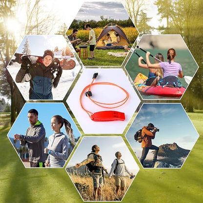 JULBEAR 6PCS Safety Survival Whistles with Adjustable Reflective Lanyard Emergency Plastic Whistle Marine Whistle