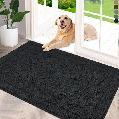 FONEYI Indoor Door Mat 32" x 48", Dirt Trapper Door Mats Non-Slip Entryway Rugs Washable, Absorbent Resist Dirt Welcome Mat, Low Profile Inside Floor Mats for Front Back Door and Entryway, Black