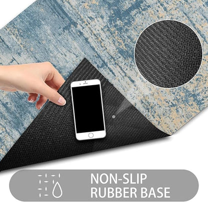 Ultra Thin Door Mat Indoor Entrance, 1/10 in Thin Door Mats for Inside Entry, Non-Slip Rubber Backing Washable Doormat, Fade Resistant, Absorbent, Low Profile Dirt Trapper, 35"X24",Distressed