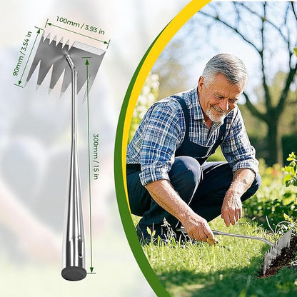 2025 Upgraded Weed Puller Tool, 6-Tooth Manganese Steel Manual Weeders, Portable Garden Weed Remover Tools for Vegetable Gardening Backyard Farm Planting & Weeding