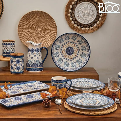 Bico Blue Talavera Spoon Rest for Stove Top, Ceramic Spoon Holder for Kitchen Counter, Easy to Clean Coffee Spoon Rest Dishwasher Safe, Kitchen Cooking Utensil Rest for Ladles Spatula