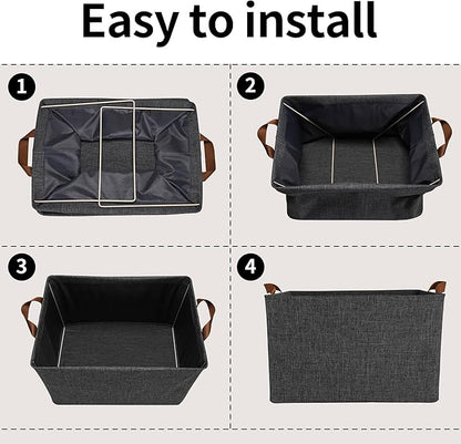GRANNY SAYS Storage Baskets for Shelves, Closet Organizer Bins, Clothes Storage Bins with Metal Frame, Large Baskets for Organizing and Storage, Collapsible, Dark Gray, 2-Pack