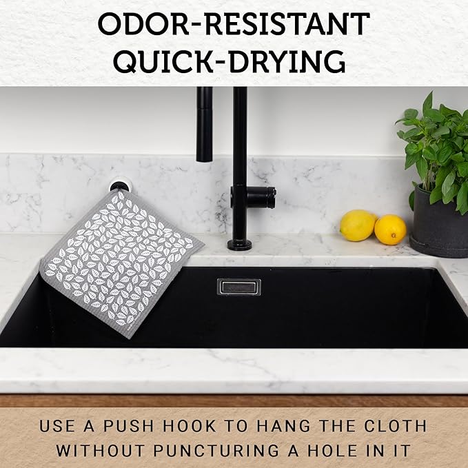 Nordhus Design Swedish Dishcloths,10 Grey Cloths, Made in Sweden - Reusable, Washable Cellulose Cotton Kitchen Cloths - Replace Paper Towels, Wipes, Sponges, Dish Rags