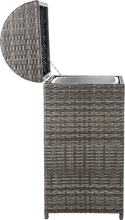 SAFAVIEH Outdoor Collection Mazeli Grey Brown Woven Swing Top Dome Lid Trash Bin (Fully Assembled) PAT7511C