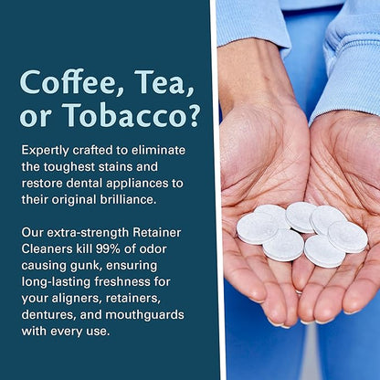 Coffee and Tea Retainer Cleaner Tablets, Removes Odors, Stains, and Plaque, 4-Month Supply, Denture Cleanser for Caffeine Enthusiasts, 120 Tablets by M3 Naturals