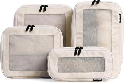 Aerotrunk Compression Packing Cubes for Travel - Luggage Organizer Bags - Double Zipper Packing Cubes for Suitcases (4-Pack, Beige)