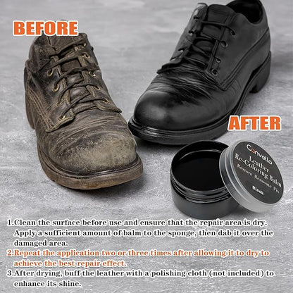 Black Leather Repair Kit, Black Leather Recoloring Balm, Leather Dye - Restore & Renew Scratch, Faded and Aged Leather & Vinyl Couches, Boots, Car Seats or Leather Furniture