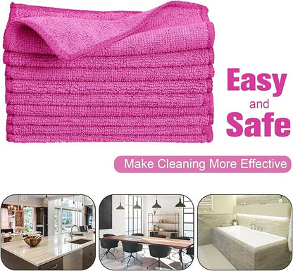 Tanlade Microfiber Cleaning Cloth 6"x6" Cleaning Rags Reasonable Kitchen Towels Microfiber Towels Cars Wash Dry Erase Cloth (Pink,30 Pcs)