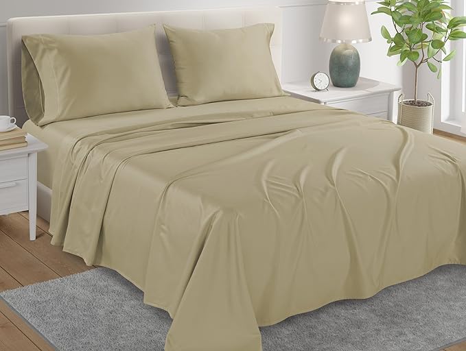 Bed Sheets King Size Sheets Set, 800 Thread Count King Size Bedding Sheets & Pillowcases, Soft & Comfy Thick Cotton 15" Deep Pocket Breathable Bed Sheet, No Pill & Shrink, Machine Washable- Linen
