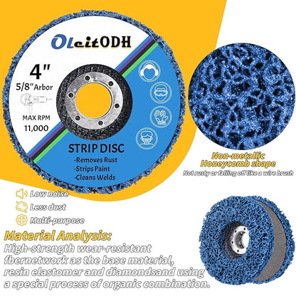 20 Pcs 4" x 5/8" Strip Discs Bulk, Paint Stripping and Rust Removal Wheels for Angle Grinders, Abrasive Grinding Discs for Metal, Wood, and Fiberglass, Blue+ Purple