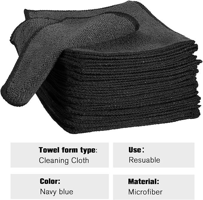 Tanlade Microfiber Cleaning Cloth 6"x6" Cleaning Rags Reasonable Kitchen Towels Microfiber Towels Cars Wash Dry Erase Cloth(Black,50 Pcs)