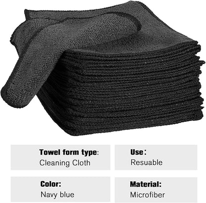 Tanlade Microfiber Cleaning Cloth 6"x6" Cleaning Rags Reasonable Kitchen Towels Microfiber Towels Cars Wash Dry Erase Cloth(Black,50 Pcs)