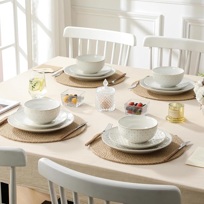 MALACASA 24-Piece Farmhouse Dinnerware Set