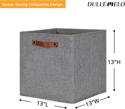 DULLEMELO Fabric Storage Cubes,13 inch Cube Stroage Bins for Empty Gift Basket,Toys Nursery Clothes Storage Linen Closet Organizers and Storage Baskets Shelves Bins(Grey-4 Pack)
